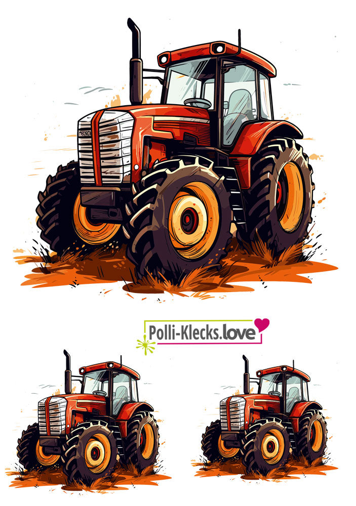 Roter Traktor Love #11 - Bügelbilder Set