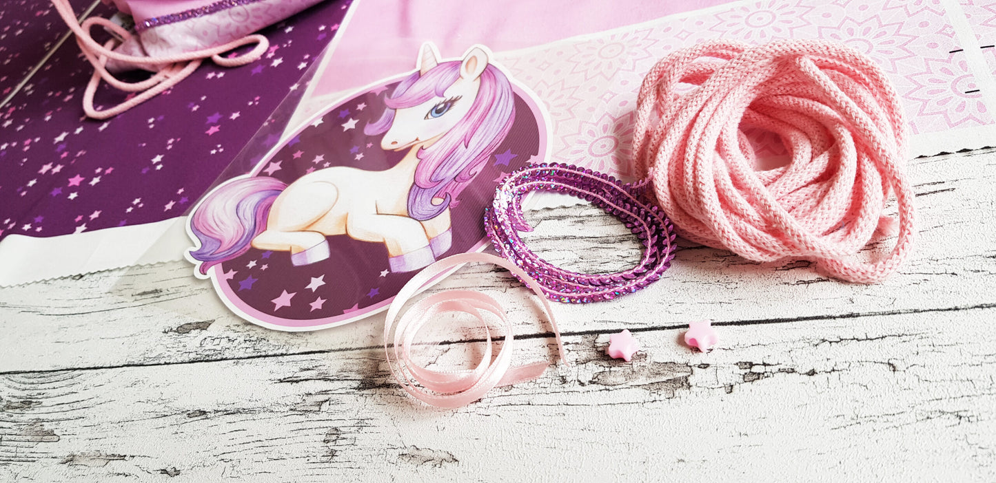 Turnbeutel Nähpaket "Gloria Glitzerhuf"