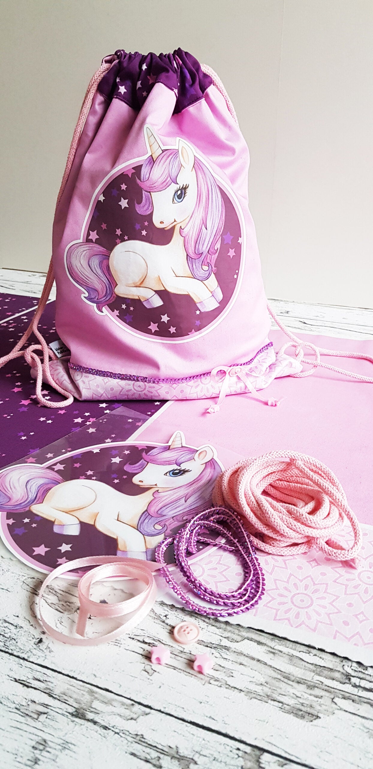 Turnbeutel Nähpaket "Gloria Glitzerhuf"