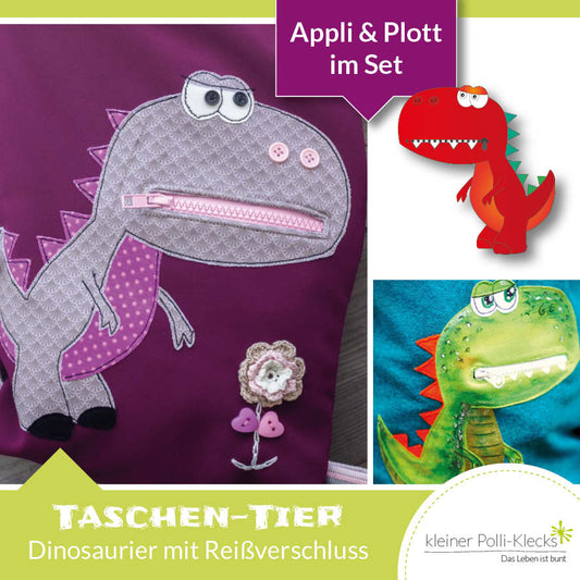 „Taschen-Tier“ Dino - Schnitt + Plott/Applidatei + Anleitung