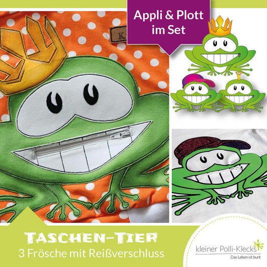 „Taschen-Tier“ Frosch - Schnitt + Plott/Applidatei + Anleitung