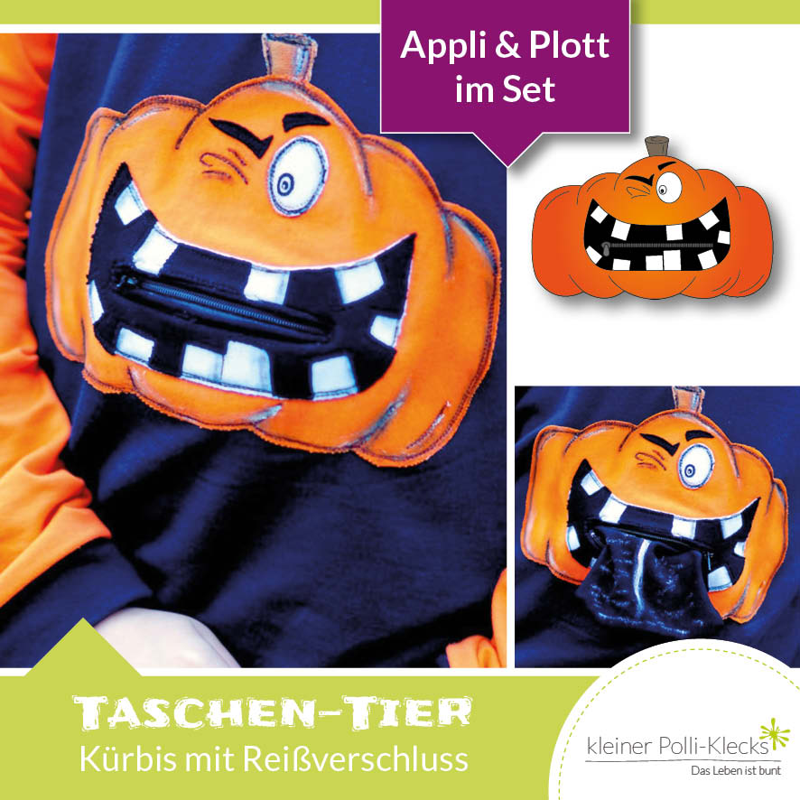 „Taschen-Tier“ Kürbis - Schnitt + Plott/Applidatei + Anleitung