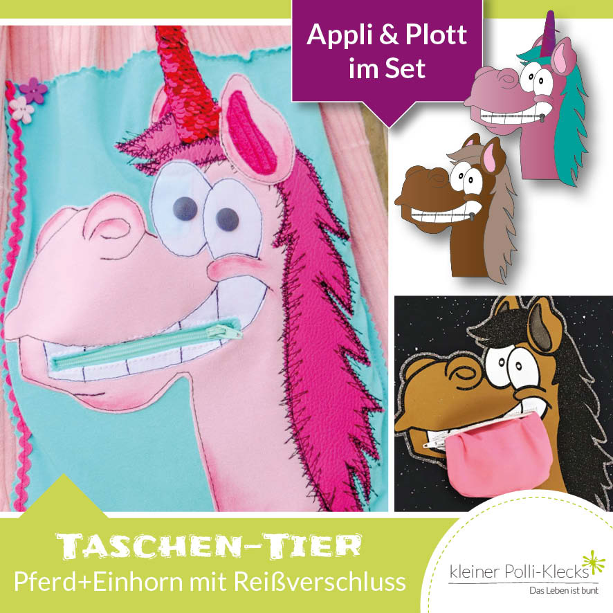 „Taschen-Tier“ Pferd & Einhorn - Schnitt + Plott/Applidatei + Anleitung