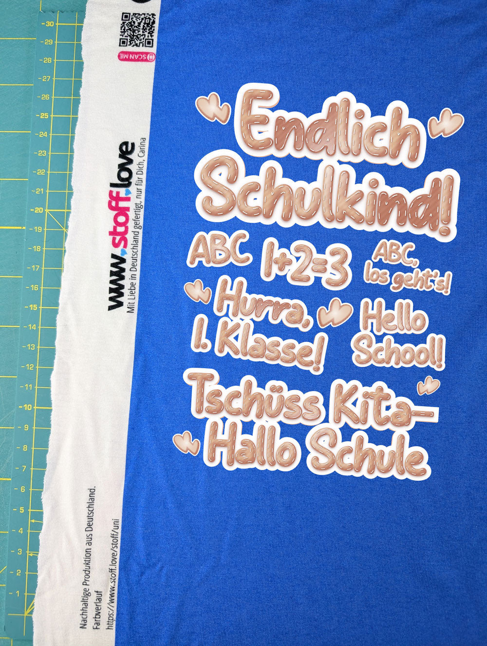 Bügel Sticker zur Einschulung in Lederoptik - Bügelbilder Set