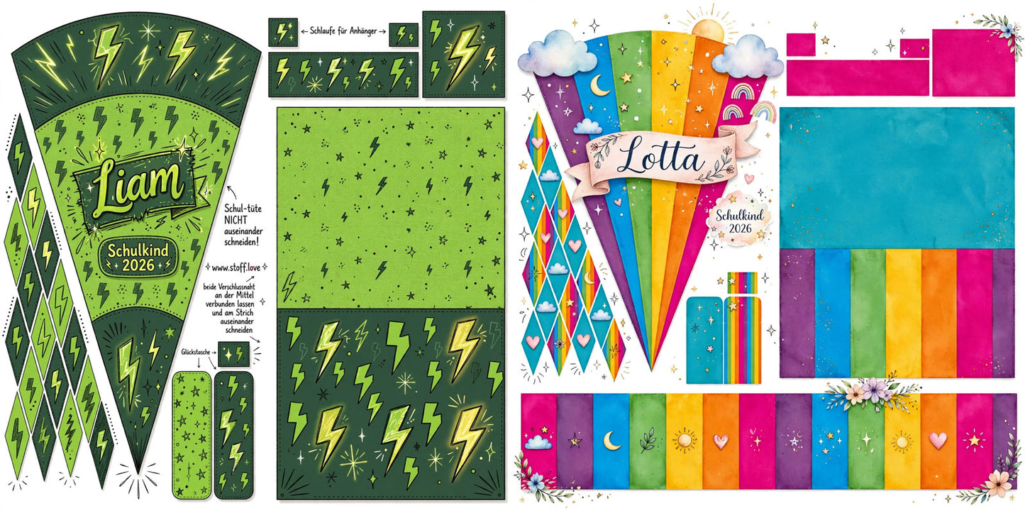 Individuelle Cut & Sew Schultütendruckvorlage erstellen lassen | Textildesign Büro der Stoff-Schmie.de