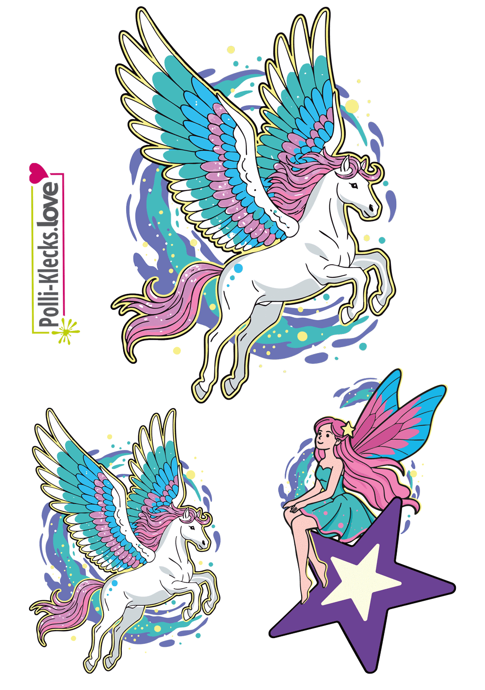 Lilli Lichterfee & Feli Funkelfeder Love #21 - Bügelbilder Set