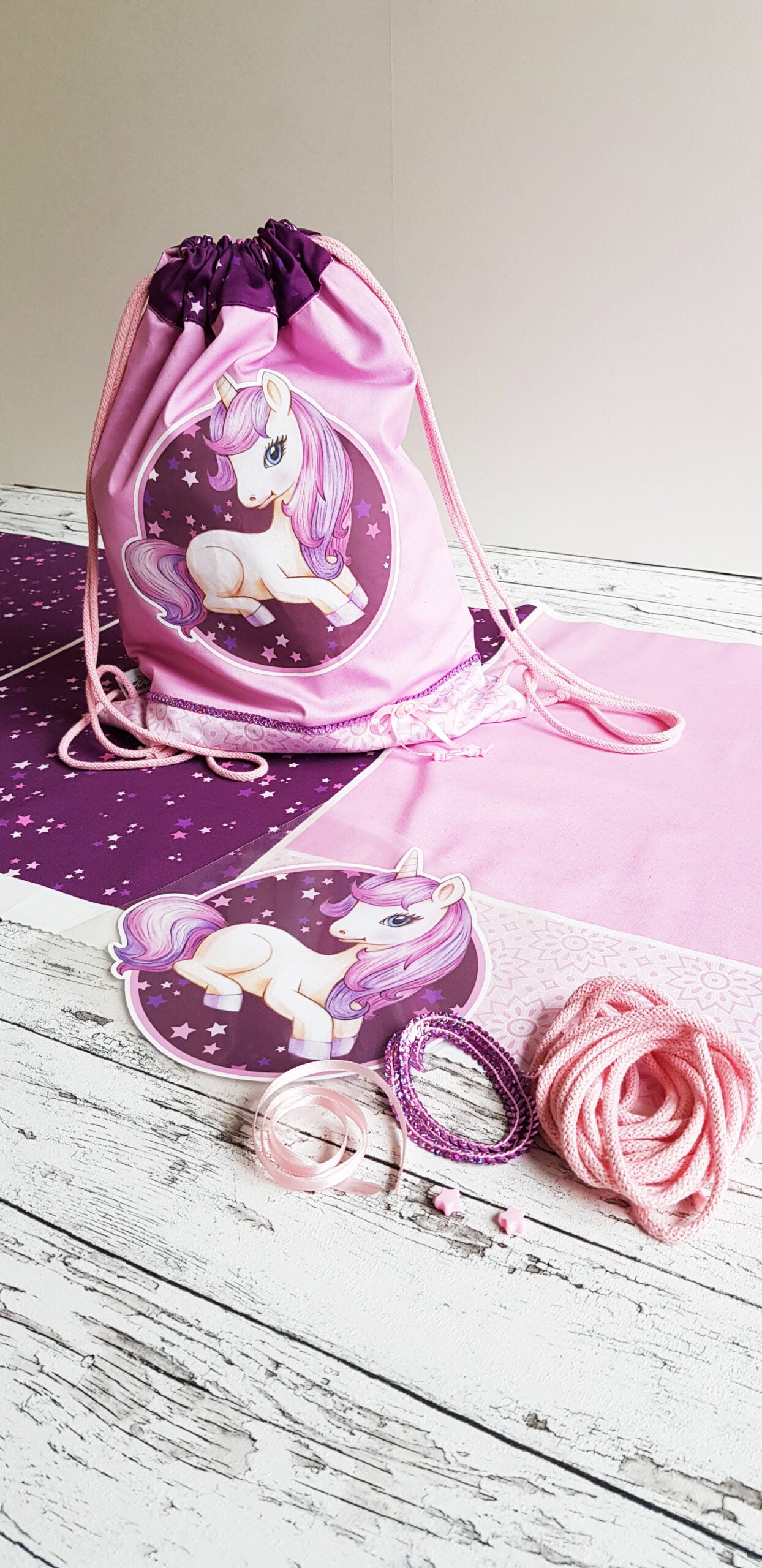 Turnbeutel Nähpaket "Gloria Glitzerhuf"