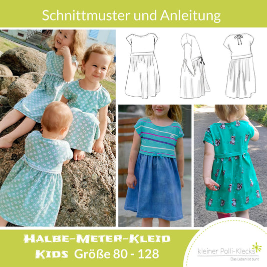 Halbe Meter Kleid KIDS 80-128 - Schnitt und Anleitung
