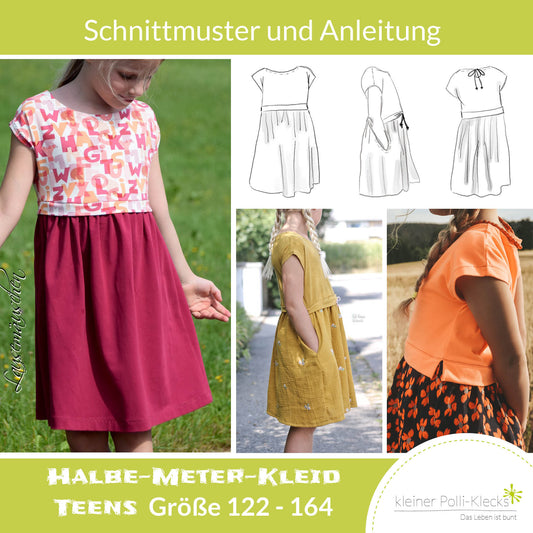 Halbe Meter Kleid TEENS 122-164 - Schnitt und Anleitung