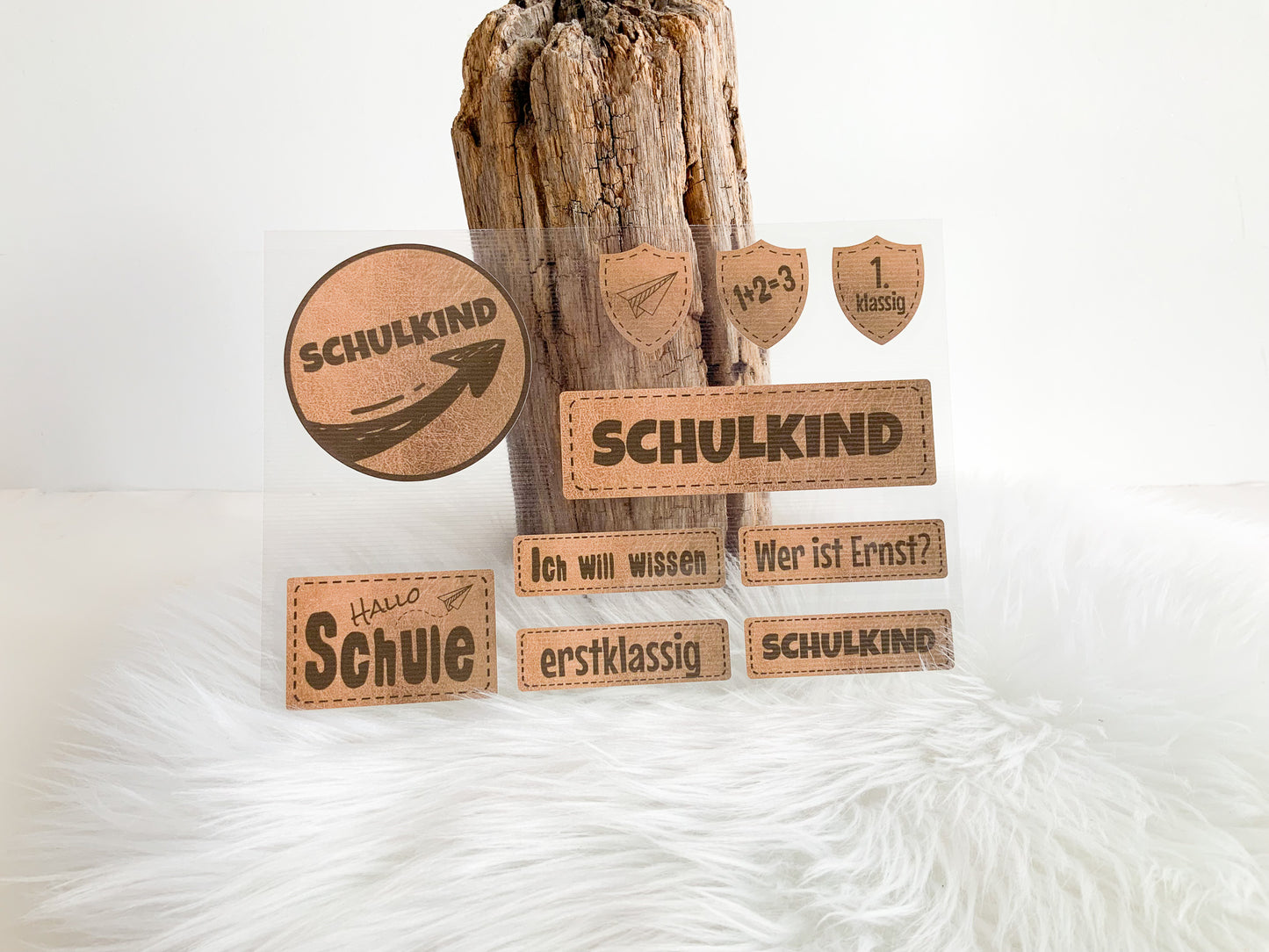 Bügelbilder Set - Einschulung Lederoptik