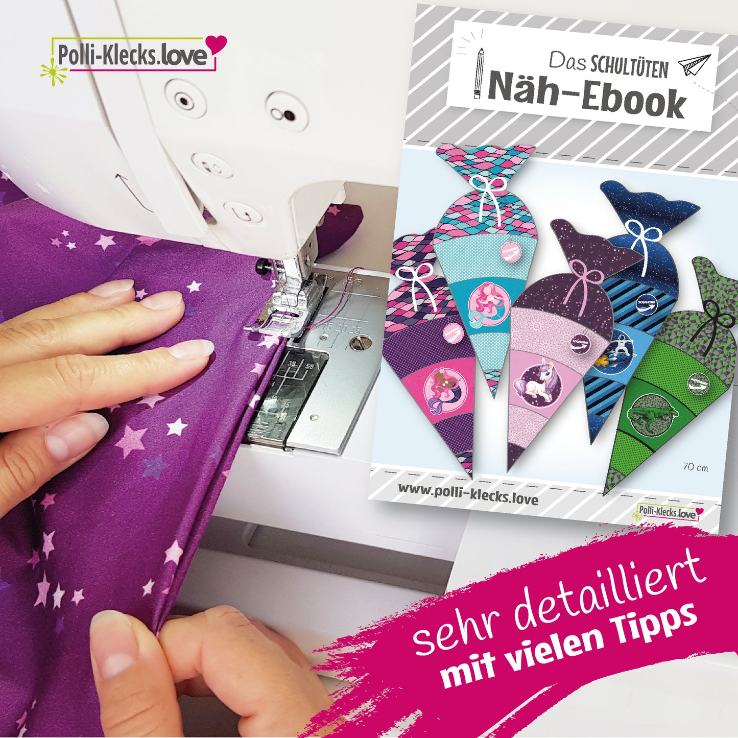 Schultüten Nähpaket "Paula Perlenkette" Lila